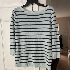 Talbots Green and Blue Crew Neck Sweater Classic Knit